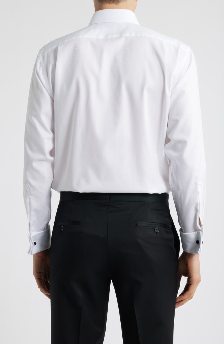 Nordstrom Traditional Fit Non-Iron White Cotton Tuxedo Shirt, Alternate, color, White Steven Texture