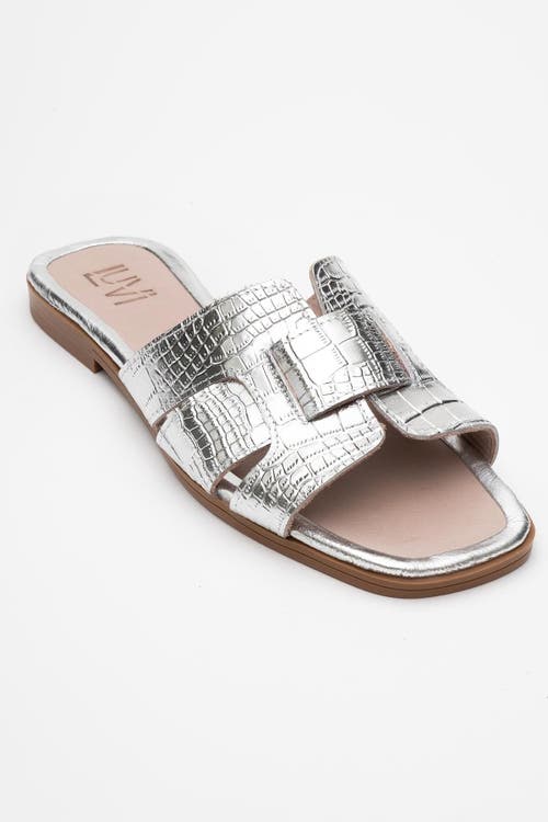 Forever & Always Shoes Notre Leather Flat Sandals in Silver Leather at Nordstrom, Size 9.5
