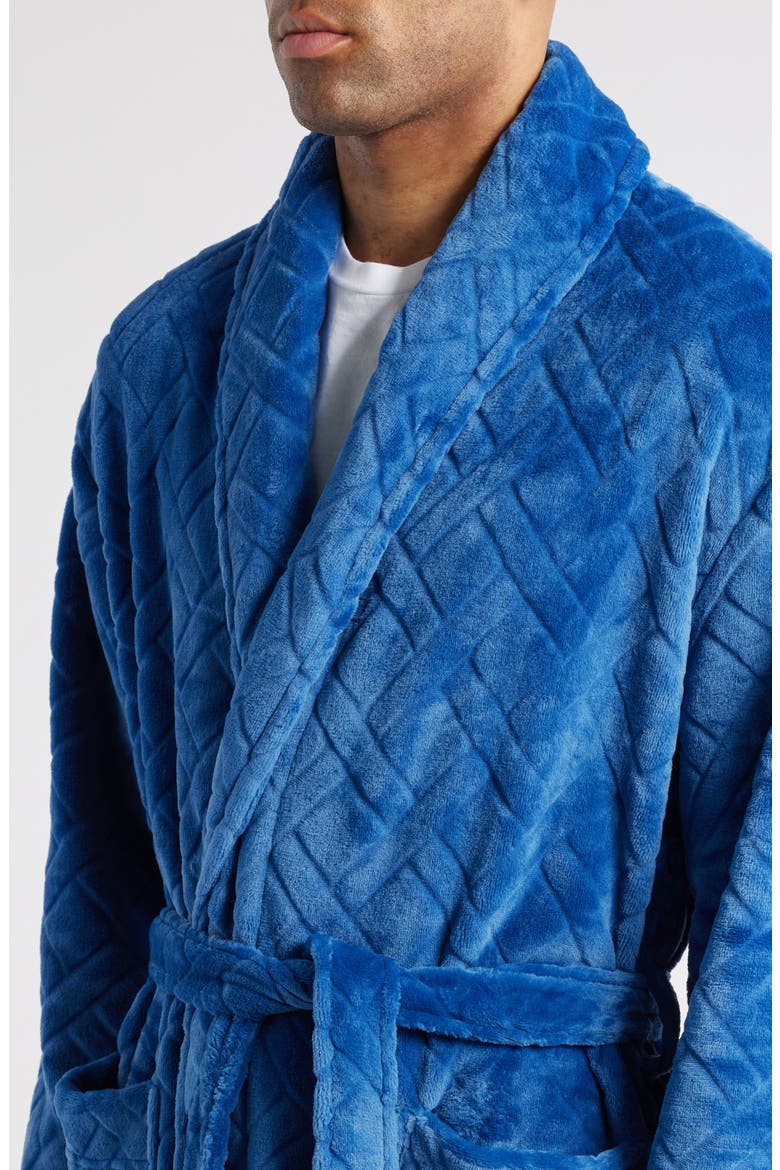 Crossroads Basket Weave Fleece Robe, Alternate, color, DENIM BLUE
