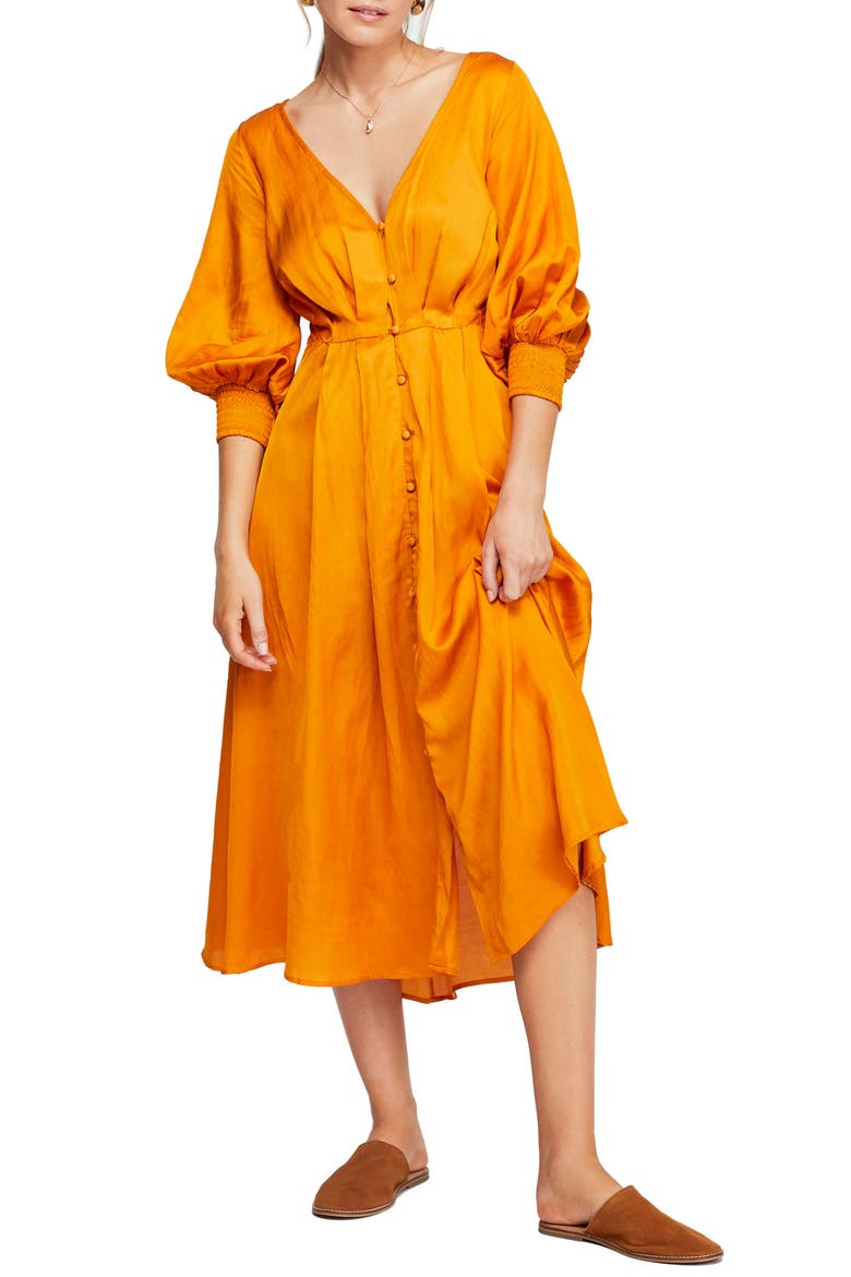 Later Days Midi Dress, Alternate, color, TANGERINE