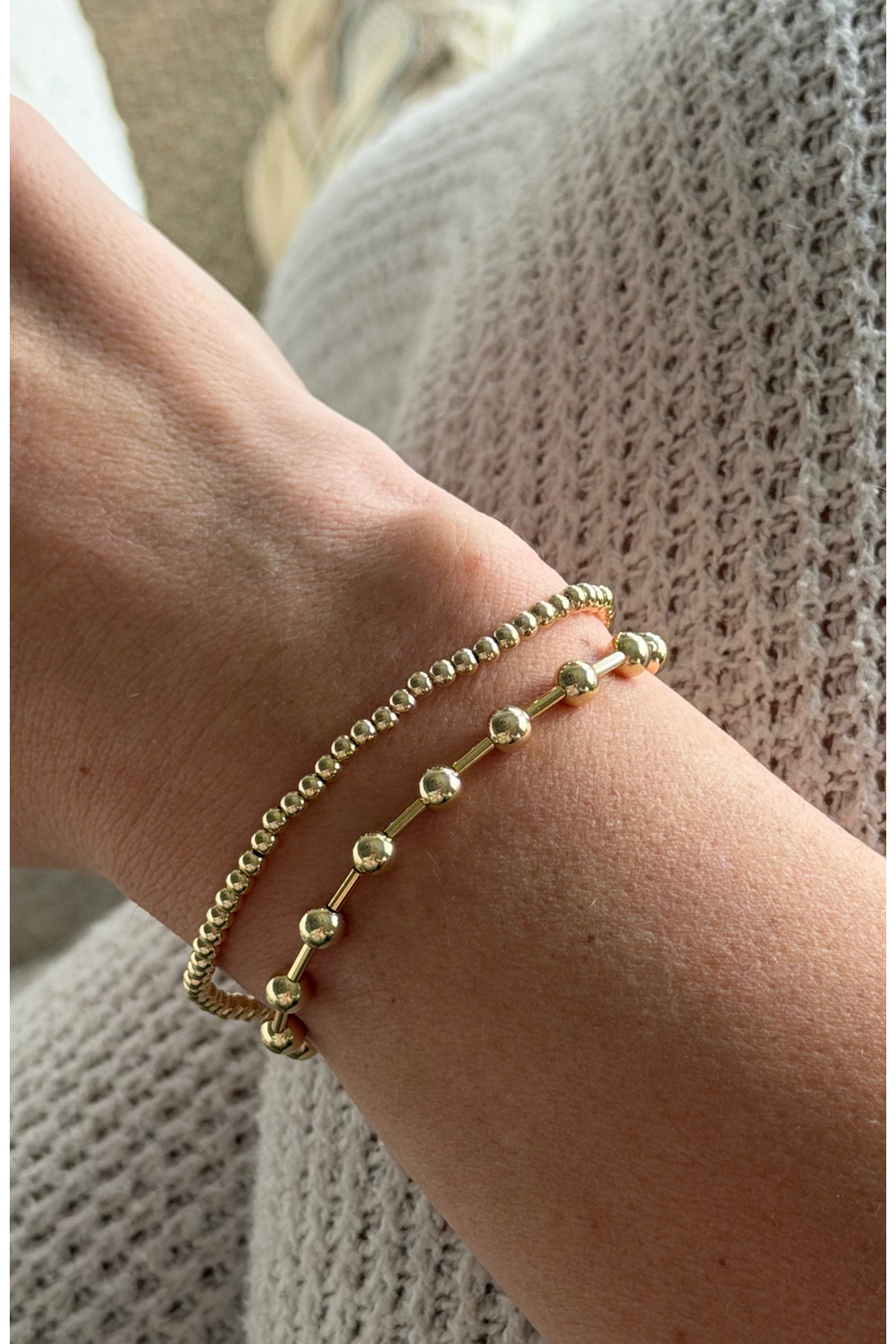 Station 14k Gold Filled Bead Bracelet Two Stack (Women) | Nordstrom