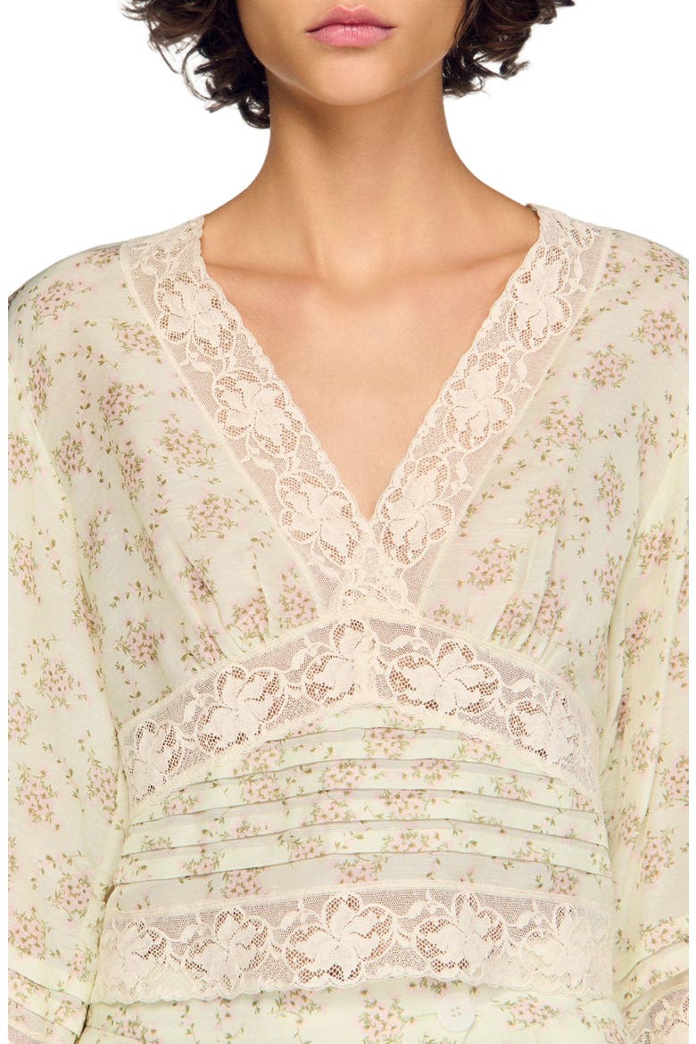 Floral crop top, Alternate, color, Pink / green
