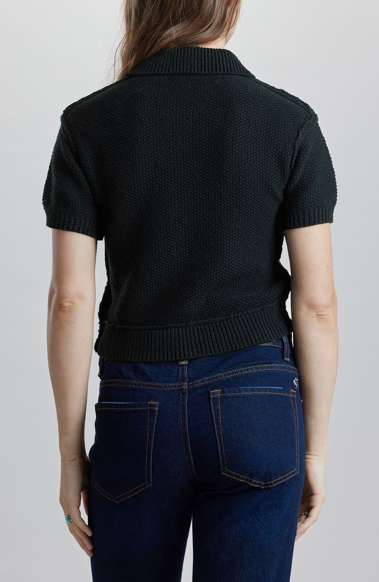 SUPPLIES BY UNIONBAY Kenzley Short Sleeve Button-Up Sweater, Alternate, color, Black