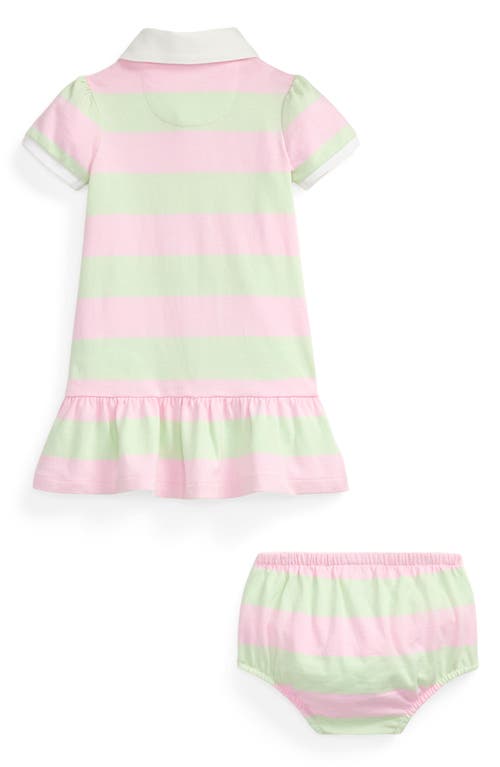 Polo Ralph Lauren Baby Girls Striped Rugby Dress With Bloomers In Bath Pink Multi