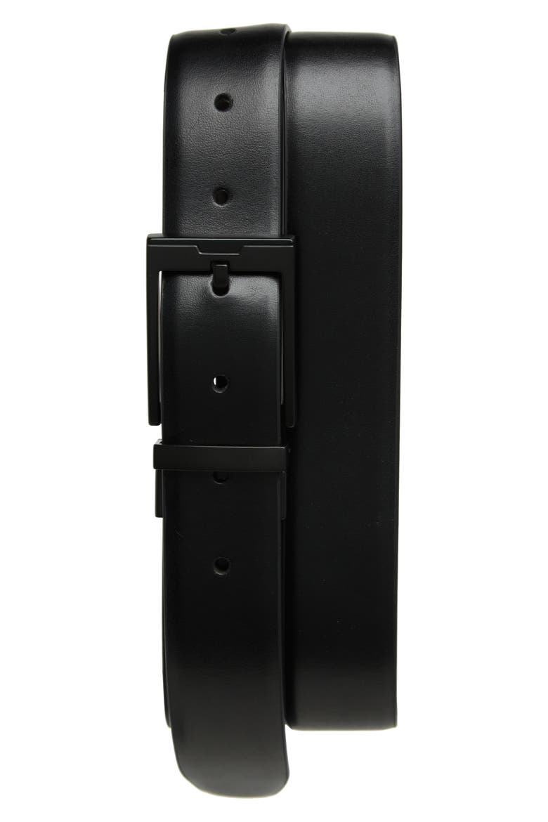Leather Belt, Main, color, BLACK