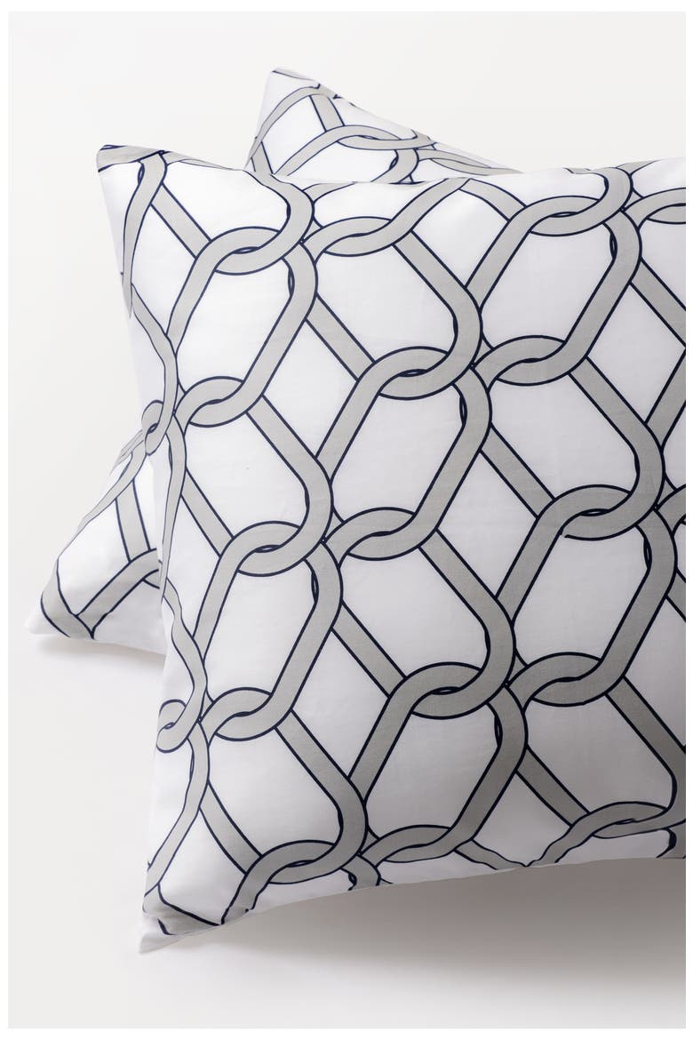 Set of Two Chain Print Pillowcases, Alternate, color, GREY