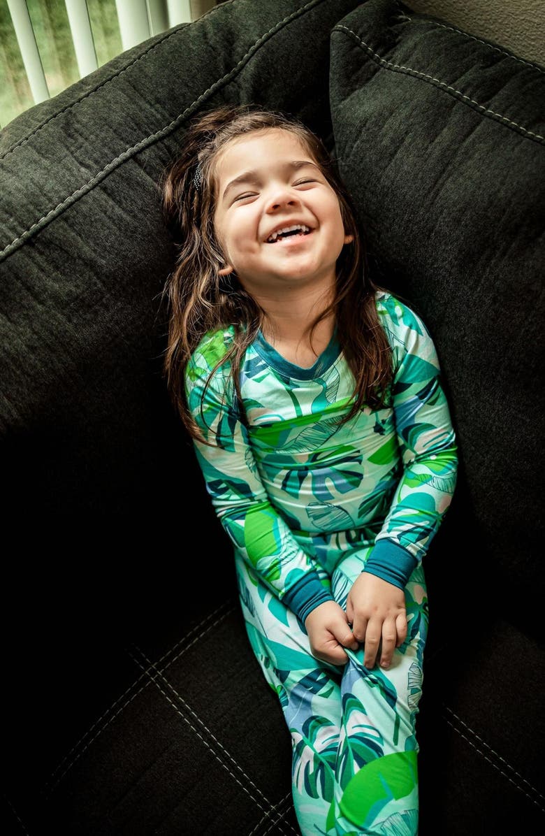 Coco Moon Backyard Oasis Fitted Two-Piece Pajamas, Alternate, color, Green