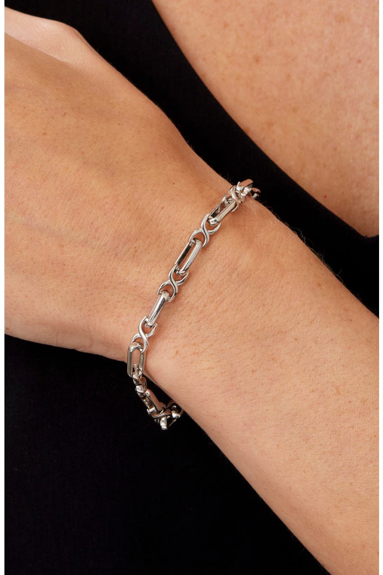 Mixed Link Chain Bracelet, Alternate, color, SILVER