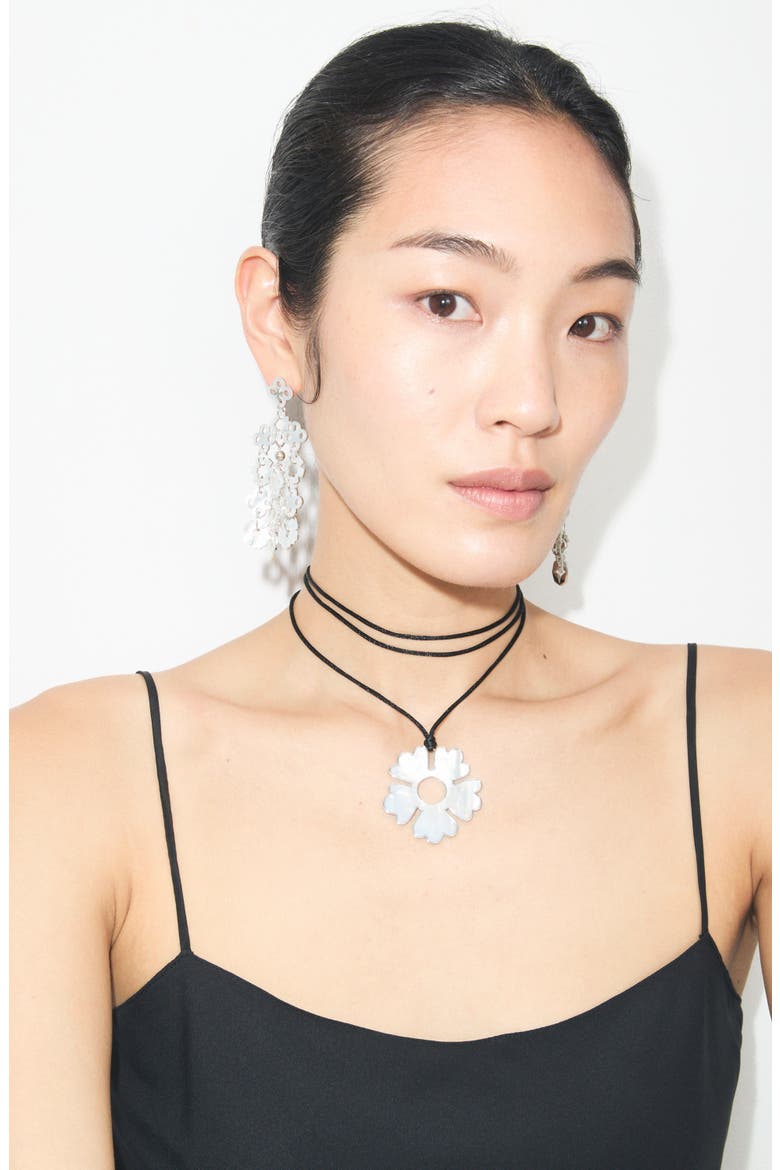 Forget Me Not Cord Necklace, Alternate, color, LIGHT SILVER / IVORY