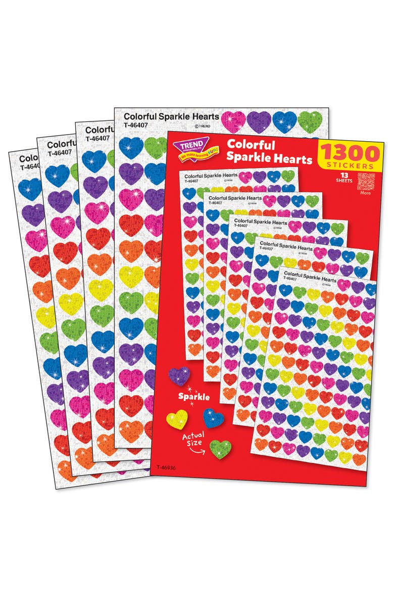 SuperShapes Sparkle Hearts 1300 Count Sticker Pack, Alternate, color, Multicolored