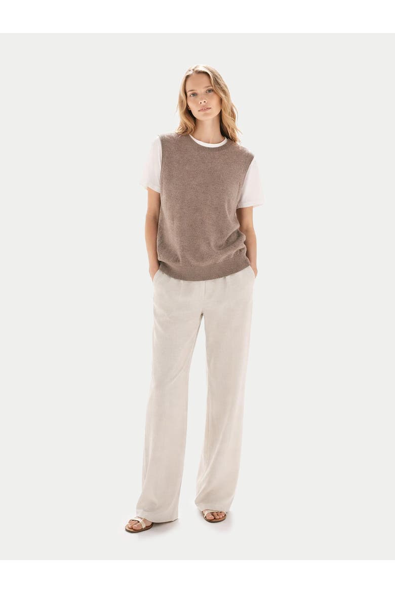 Timeless Cashmere Crewneck Vest, Alternate, color, taupe