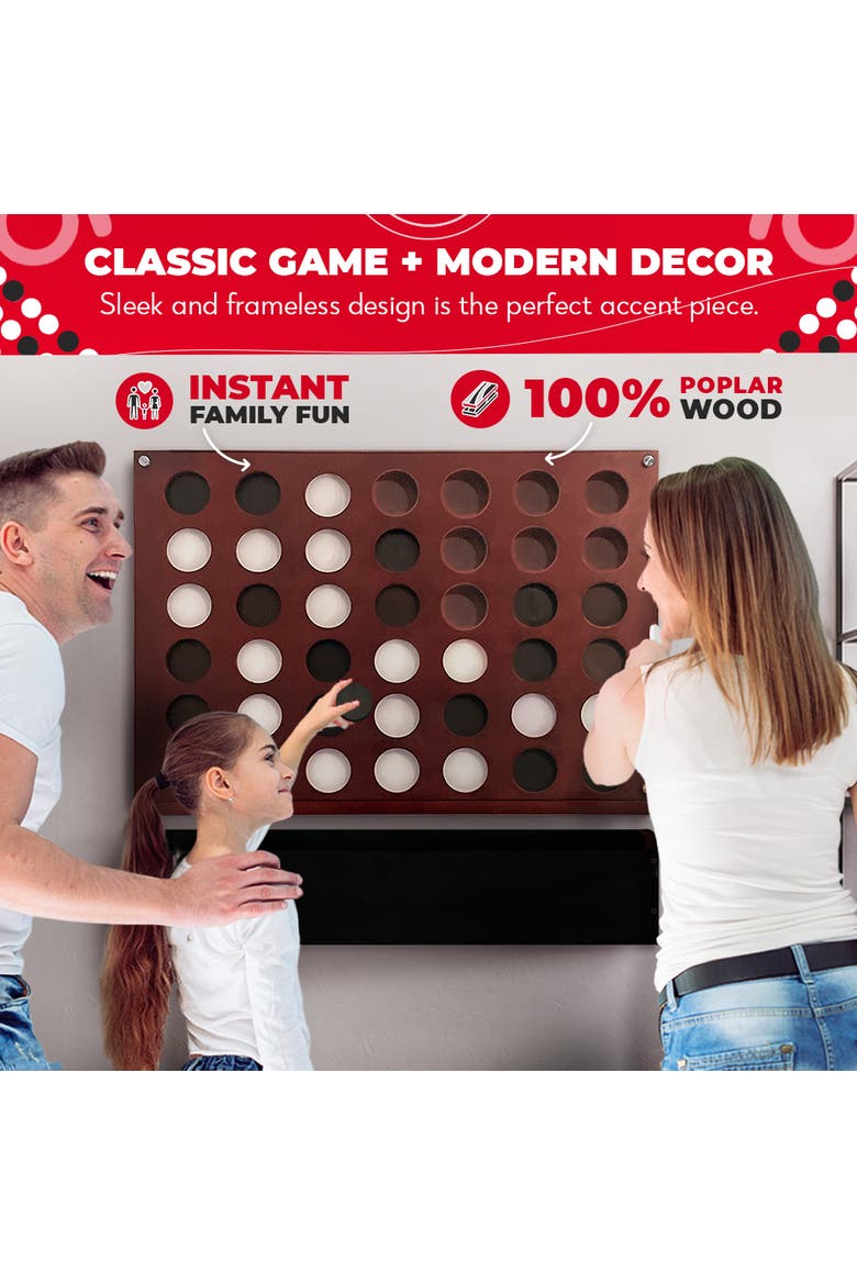 Wall Mounted Giant 4 In A Row Game, Alternate, color, Brown