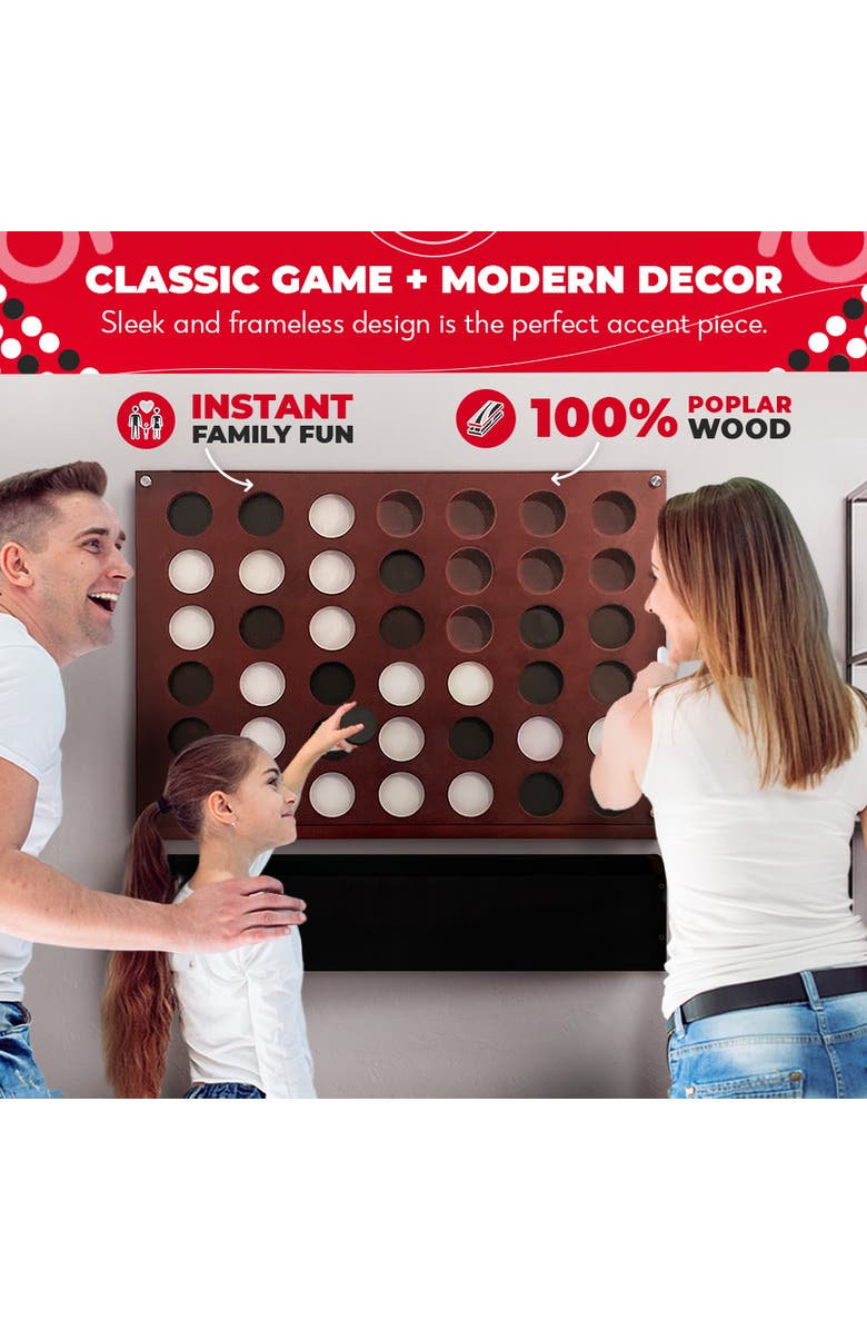 Swooc Games Wall Mounted Giant 4 In A Row Game, Alternate, color, Brown