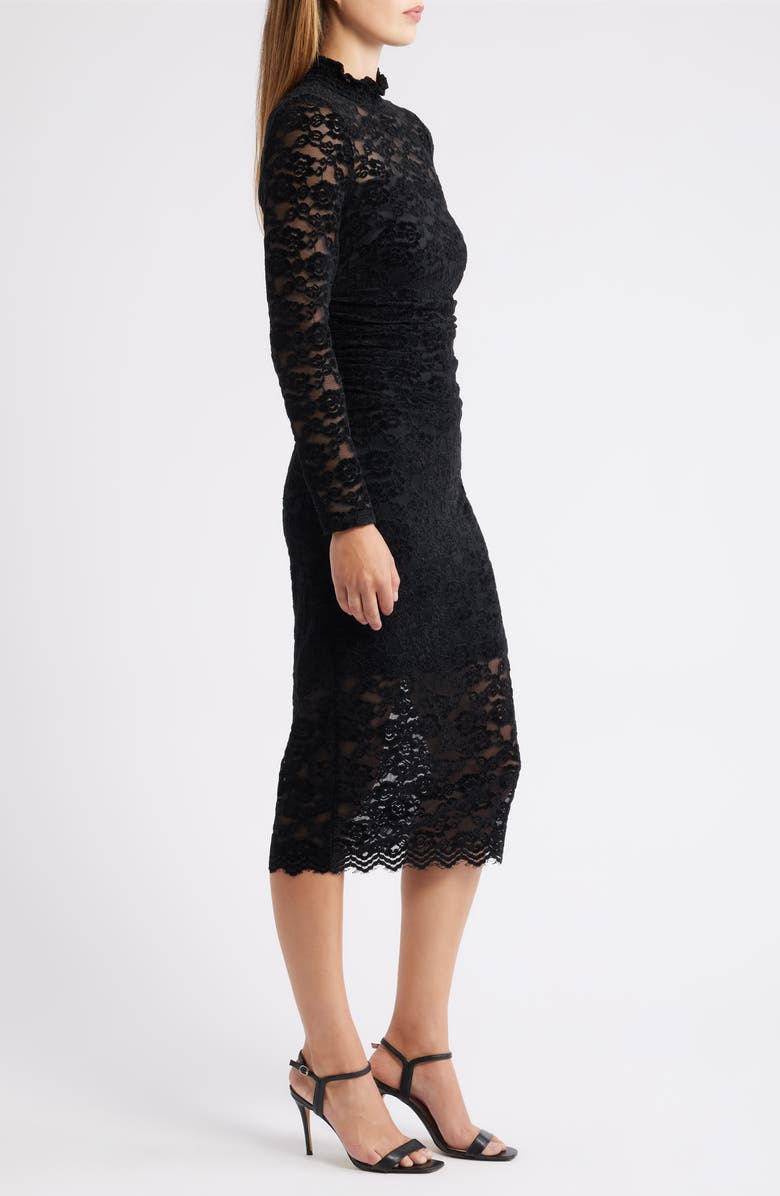 Vince Camuto Lace Long Sleeve Body-Con Midi Dress, Alternate, color, Black