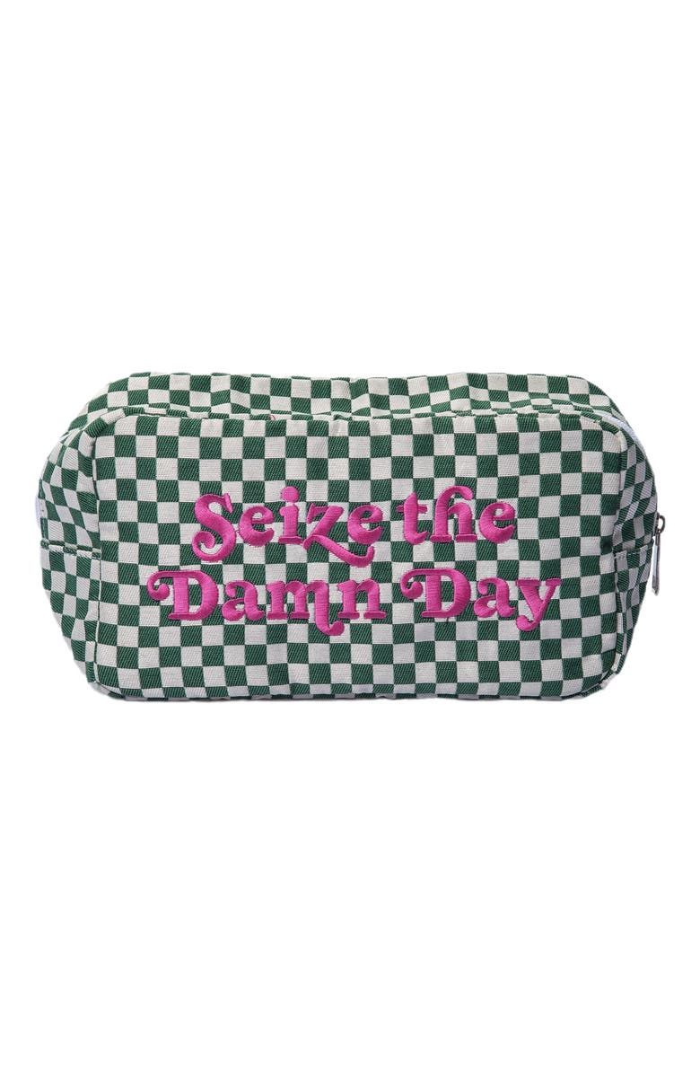 Totalee Gift Seize The Damn Day Checkered Bag Polyester Green, Main, color, Green