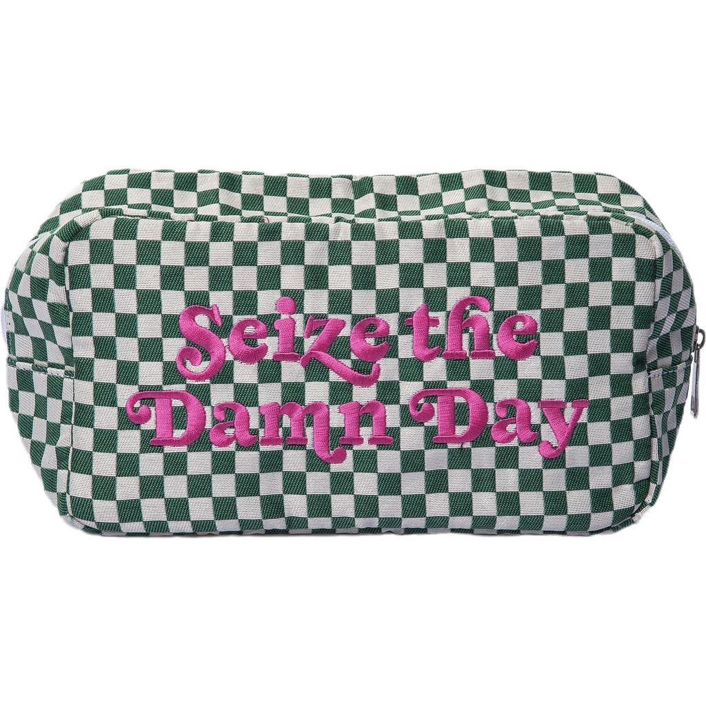 Totalee Gift Seize The Damn Day Checkered Bag Polyester Green