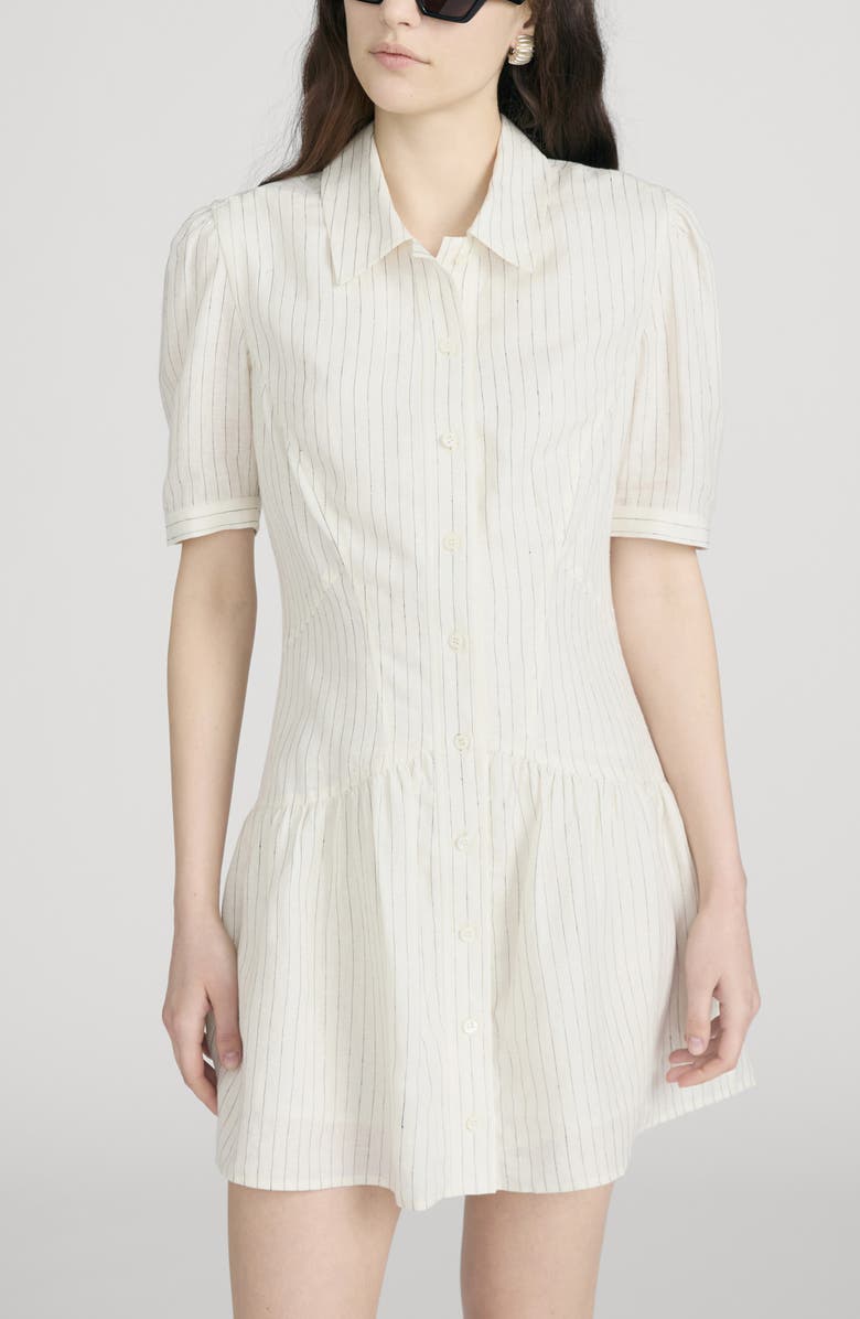 FRAME The Vista Stripe Linen Day Dress, Alternate, color, Cream Multi