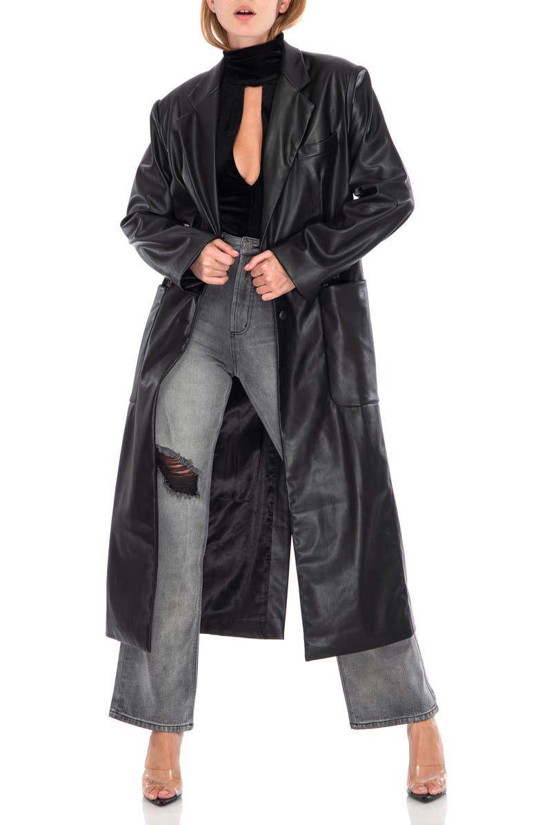 AFRM Faux Leather Long Coat, Main, color, 