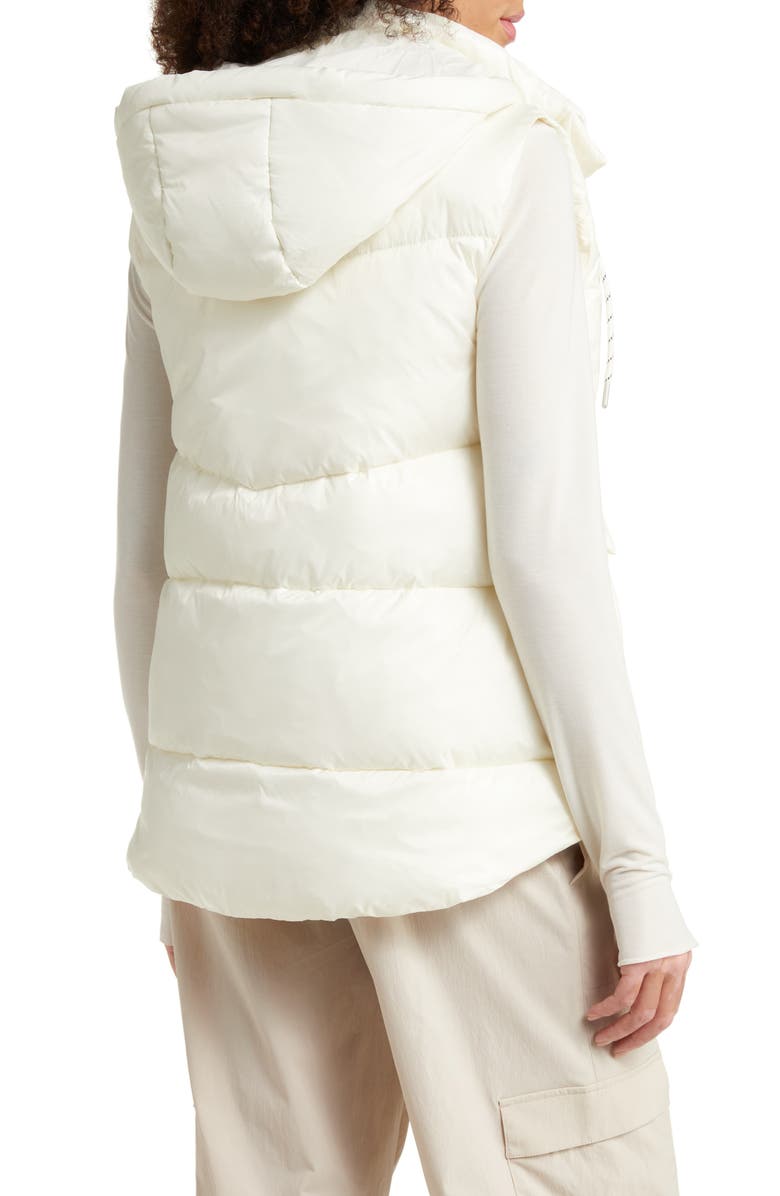 Zella Quilted Hooded Cocoon Vest, Alternate, color, Ivory Egret