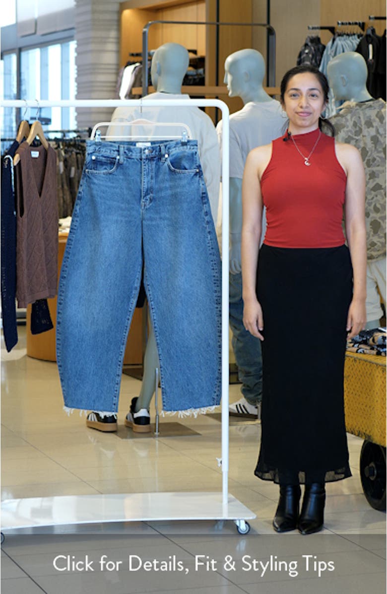 The Bubble Raw Hem Crop Barrel Leg Jeans, sales video thumbnail
