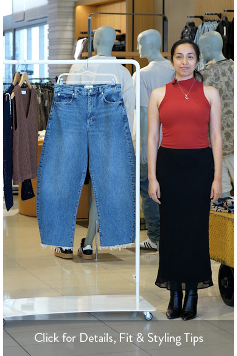 The Bubble Raw Hem Crop Barrel Leg Jeans video