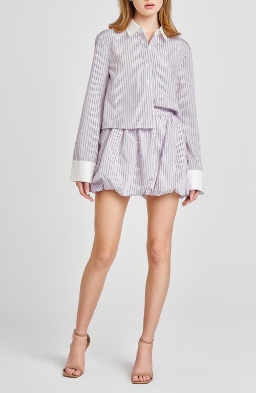 Shop Wayf Bonnie Bubble Hem Skirt In Blu/bur Stripe