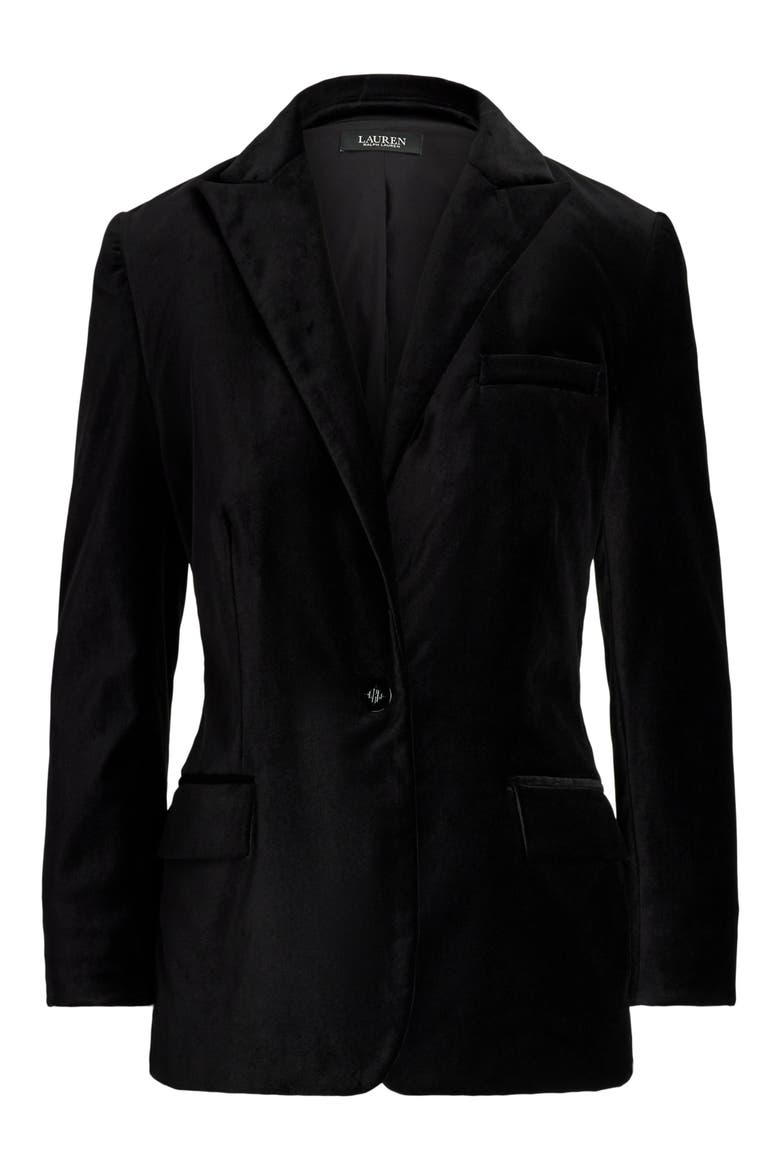 Stretch Velour Blazer, Alternate, color, BLACK VELVET