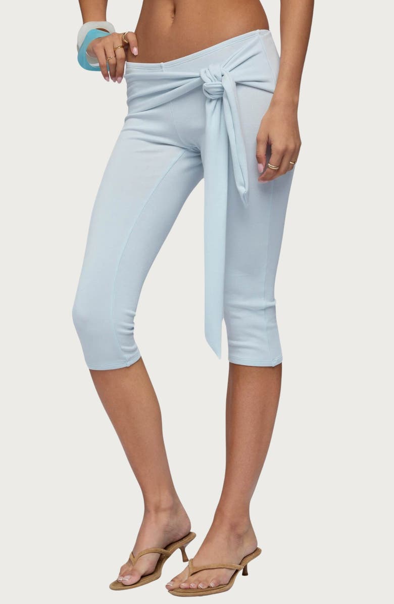 EDIKTED Adara Tie Capri Pants, Alternate, color, 