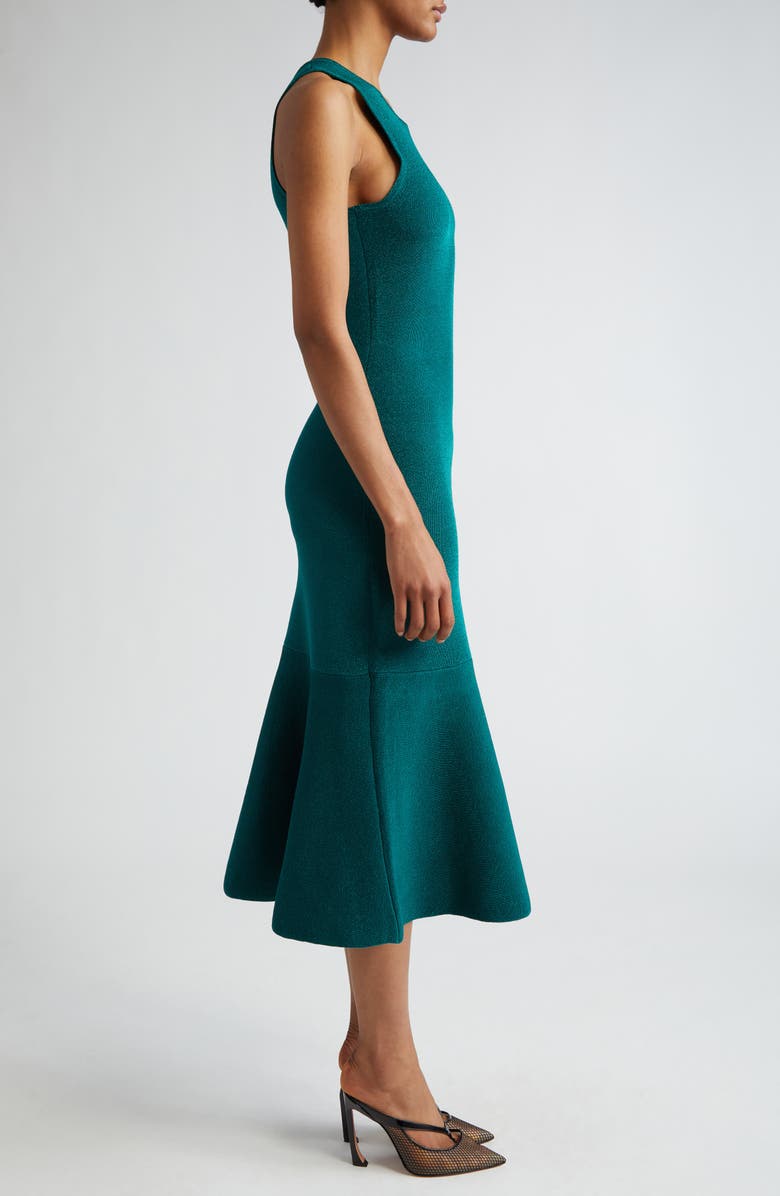 Victoria Beckham Metallic Sleeveless Knit Dress, Alternate, color, Green