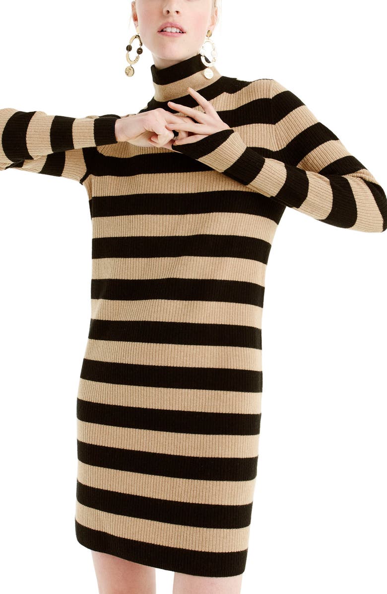 J.Crew Stripe Turtleneck Sweater Dress, Main, color,