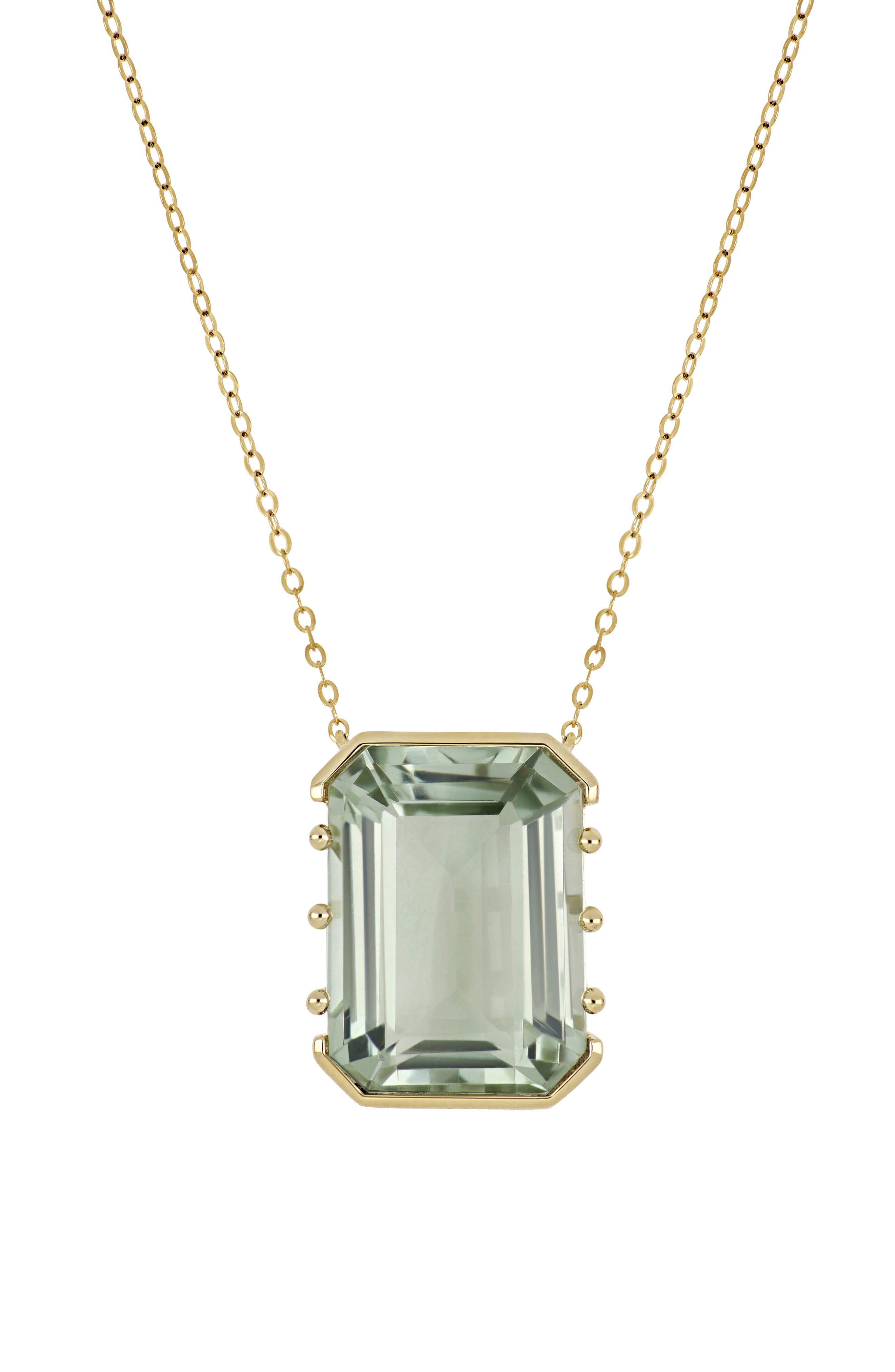 Bony Levy 14K Gold Color Green Amethyst Pendant Necklace