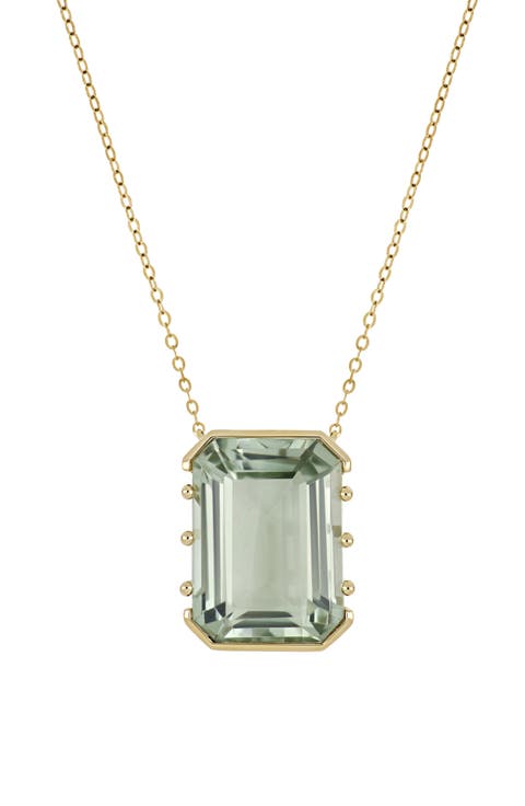 14K Gold Color Green Amethyst Pendant Necklace
