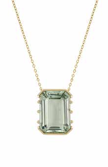 Bony Levy 14K Gold Color Green Amethyst Pendant Necklace