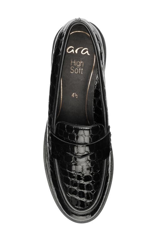 Ara Crescent Lug Penny Loafer In Black