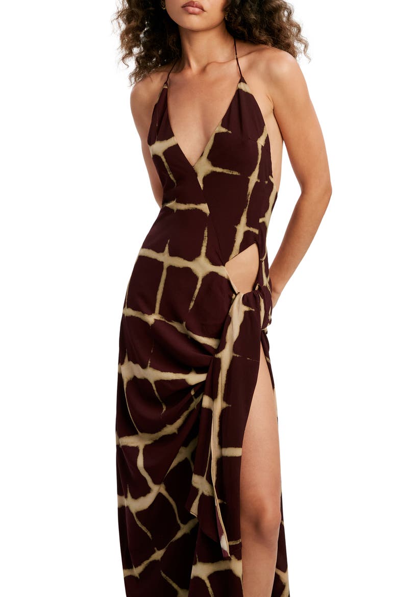 Cyrel Printed Maxi Dress, Alternate, color, BURGUNDY ABSTRACT CHECK