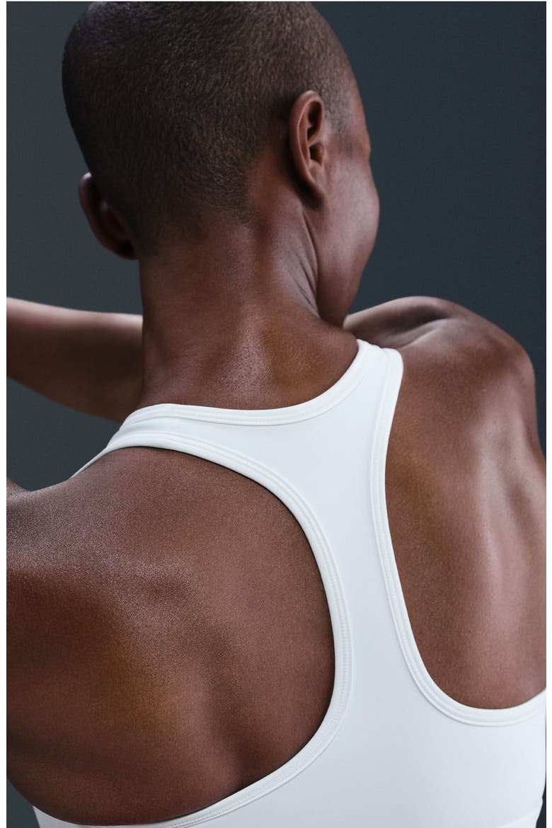 Swoosh Medium Support Dri-FIT Unpadded Sports Bra, Alternate, color, WHITE/ BLACK