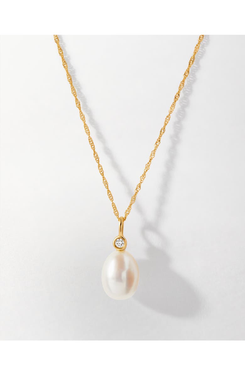 Edge of Ember Pearl Diamond Necklace, Main, color, Pearl