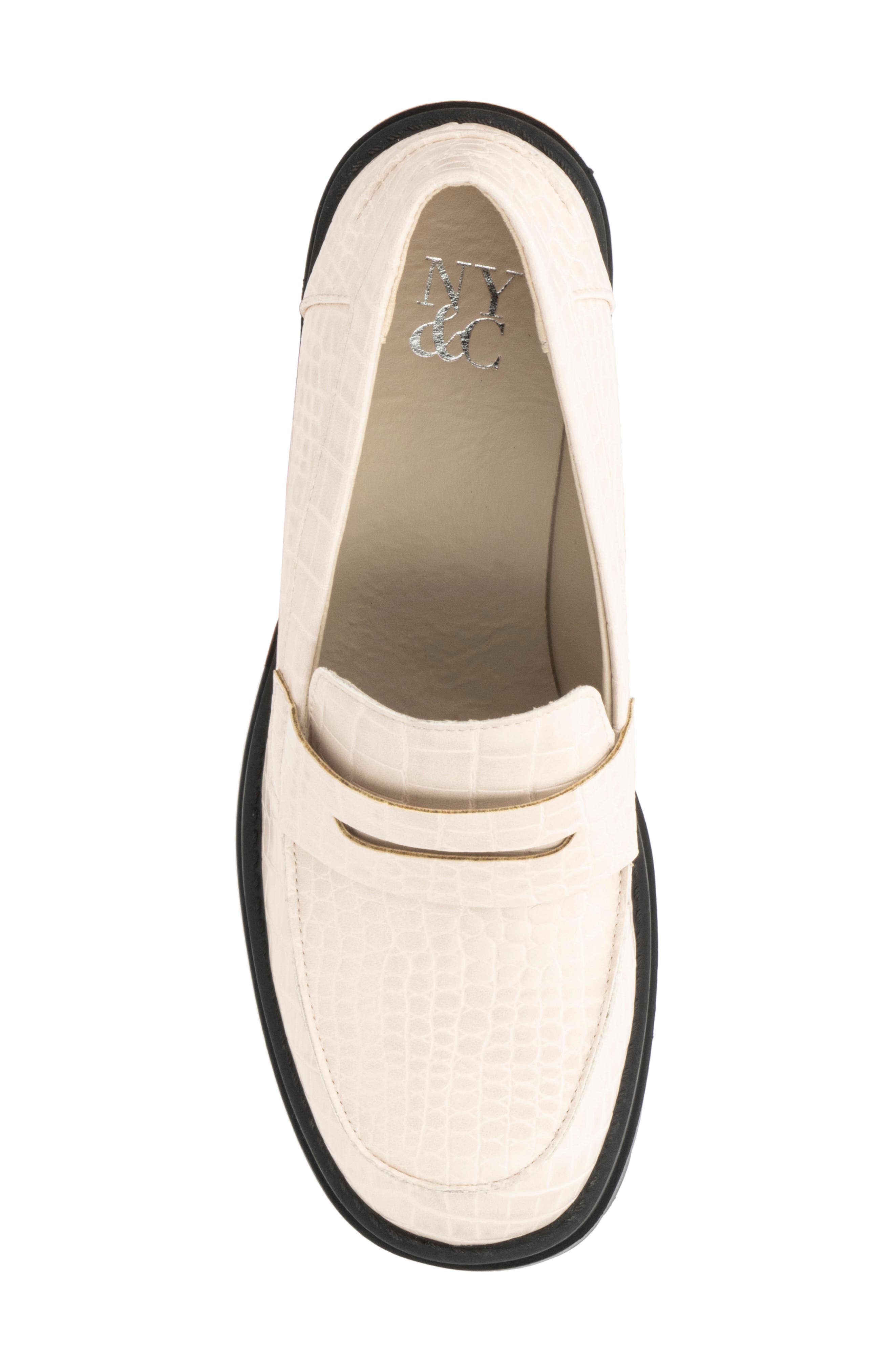 NEW YORK AND COMPANY Penni Croc Embossed Platform Loafer, Alternate, color, Bone