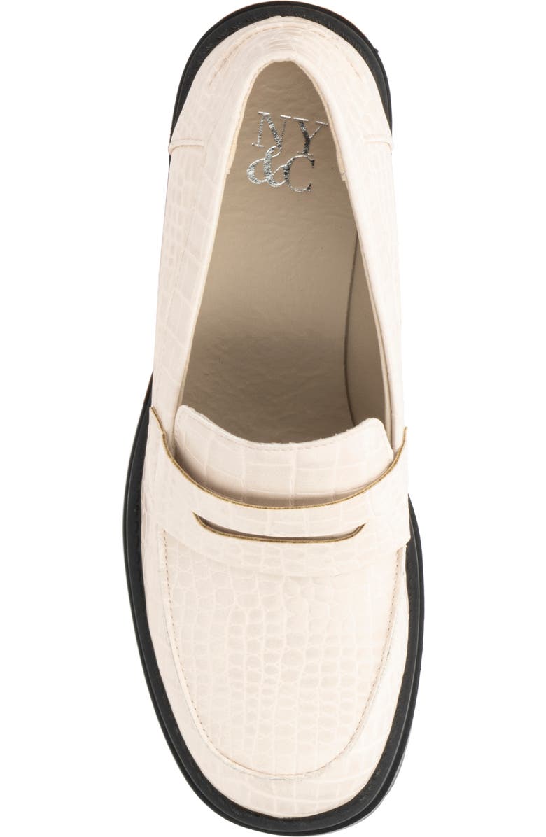 NEW YORK AND COMPANY Penni Croc Embossed Platform Loafer, Alternate, color, Bone
