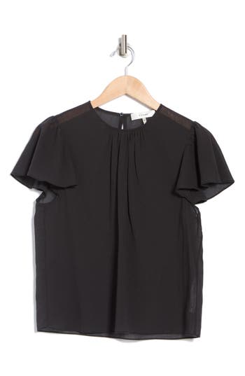 Frame Ruffle Sleeve Top In Black