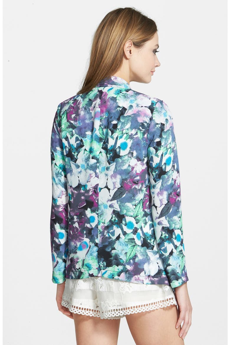 ASTR Drape Front Blazer, Alternate, color, BLACK/ PURPLE