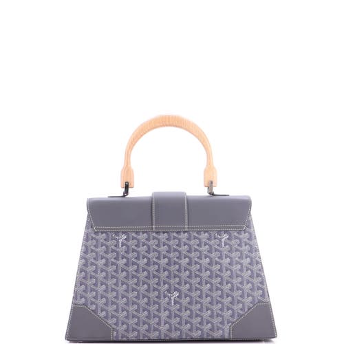 Pre-owned Goyard Goyard Saigon Top Handle Bag Coated Canvas With Leather Mm In Gray