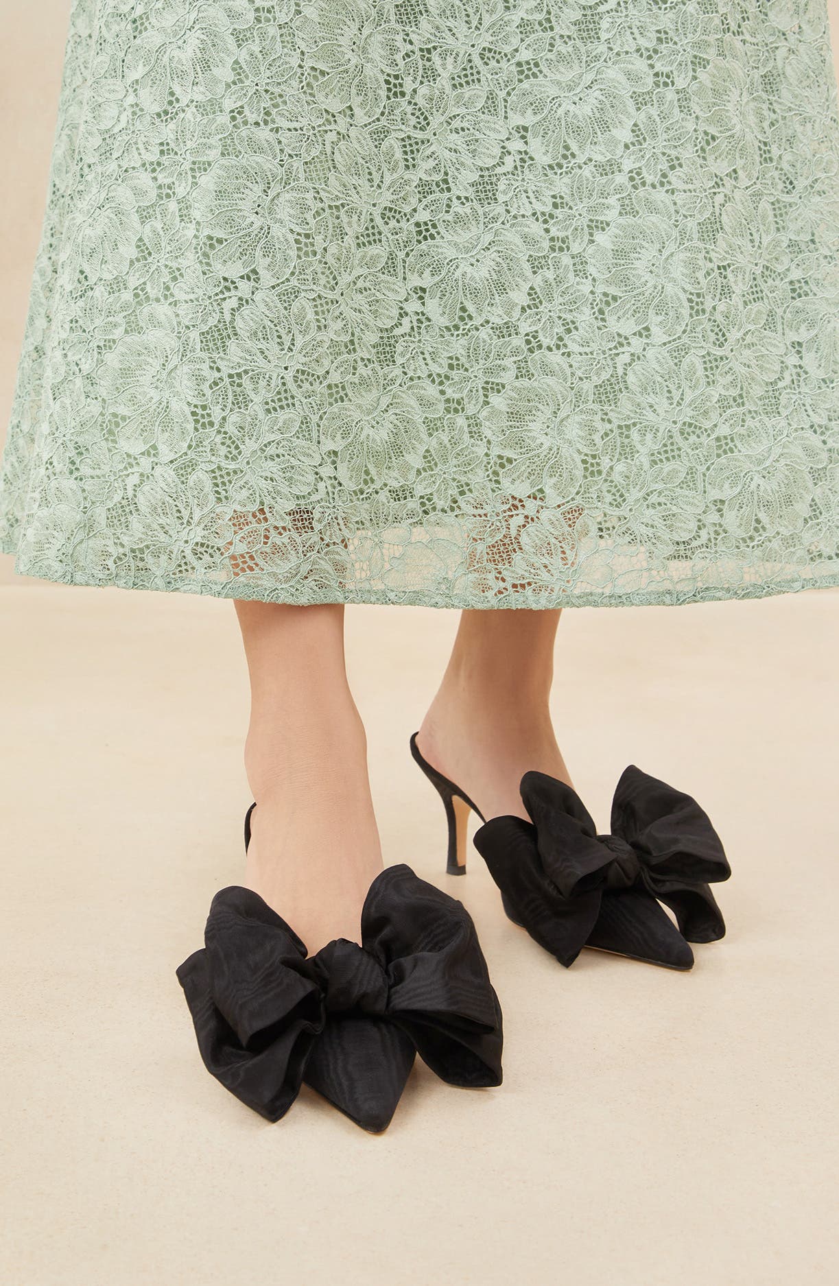 Loeffler Randall Margot Knotted Bow Pointed Toe Mule, Alternate, color, Black