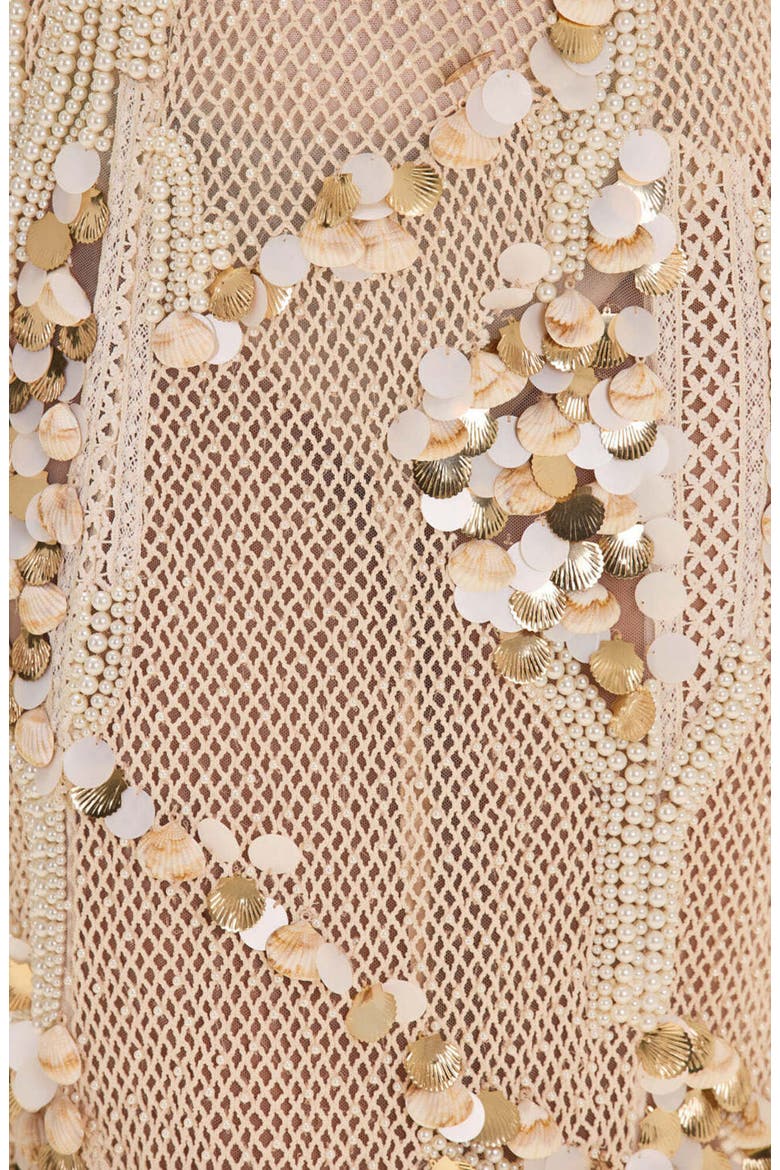 Seashell Embroidery Gown, Alternate, color, OFF WHITE
