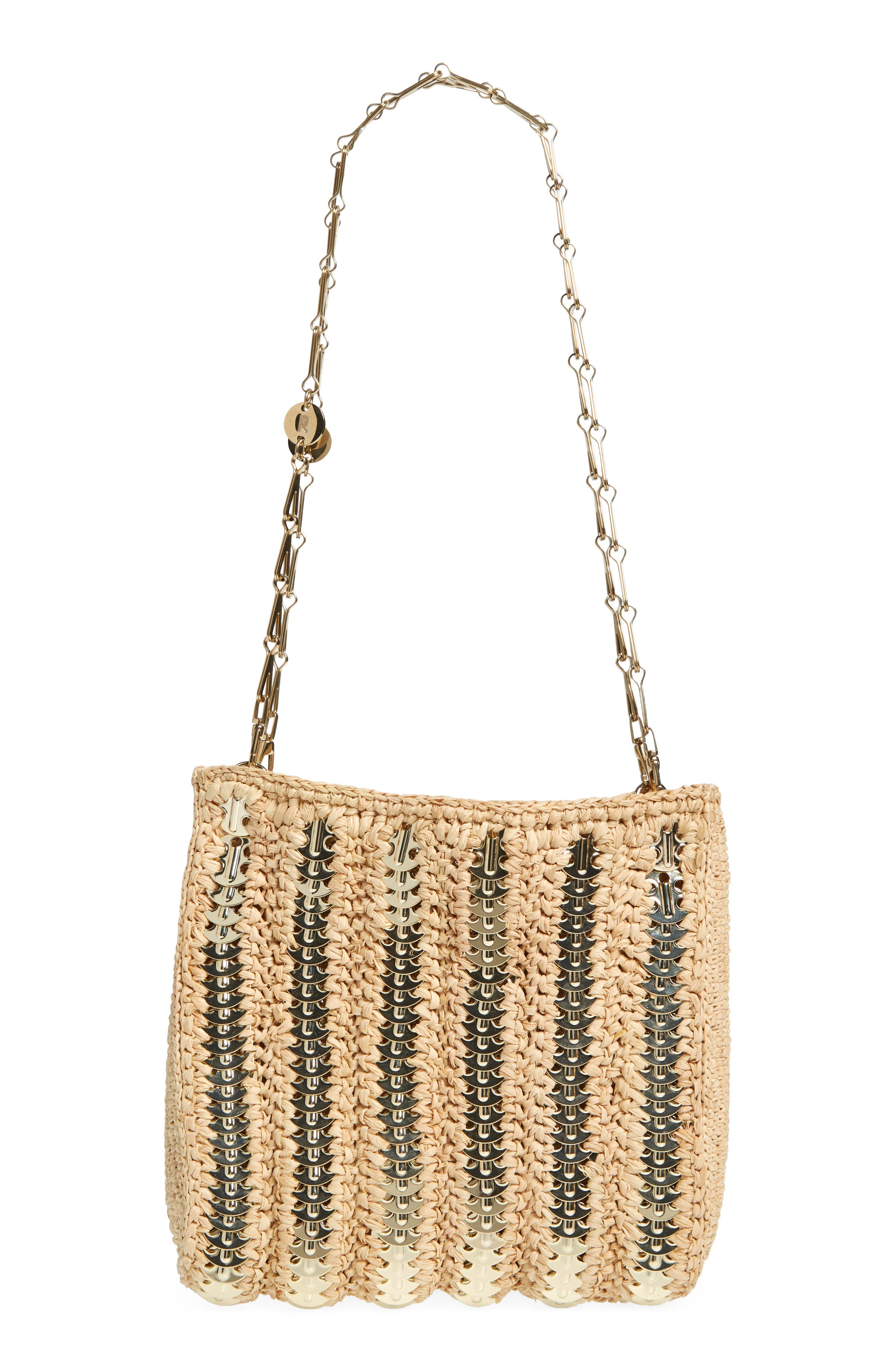 Rabanne 1969 Raffia Shoulder Bag, Alternate, color, 