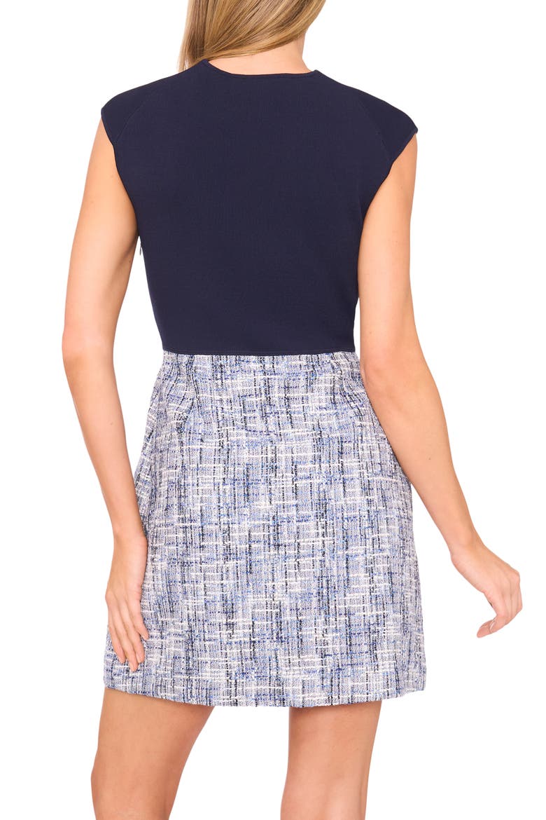 Mixed Media Minidress, Alternate, color, BARITONE BLUE