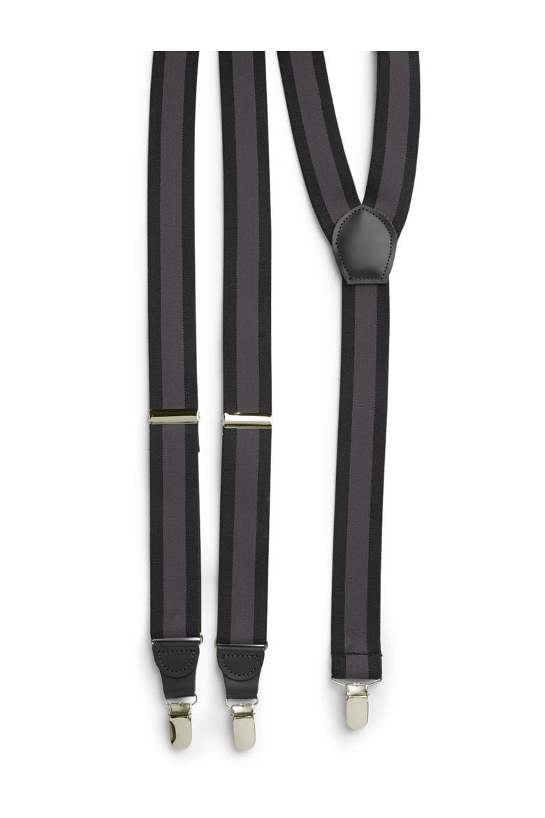 Big & Tall Stripe Y-Back Suspenders Boxed Set, Main, color, BLACK GREY