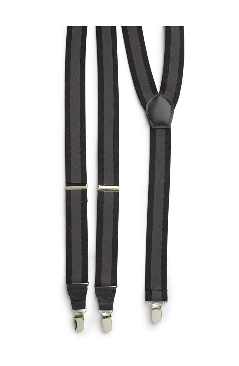 Harbor Bay by DXL Big & Tall Stripe Y-Back Suspenders Boxed Set, Main, color, Black Grey