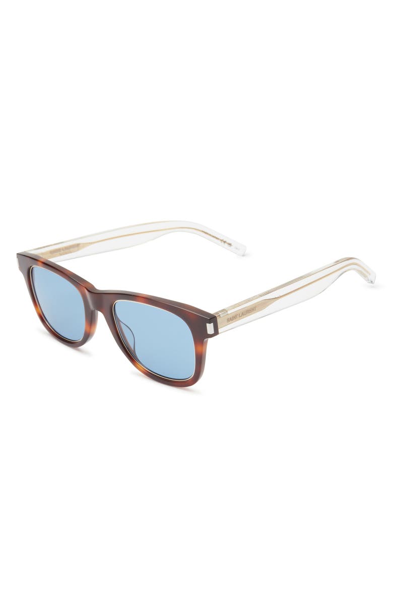 Saint Laurent 50mm Square Sunglasses, Alternate, color, Havana Crystal Blue