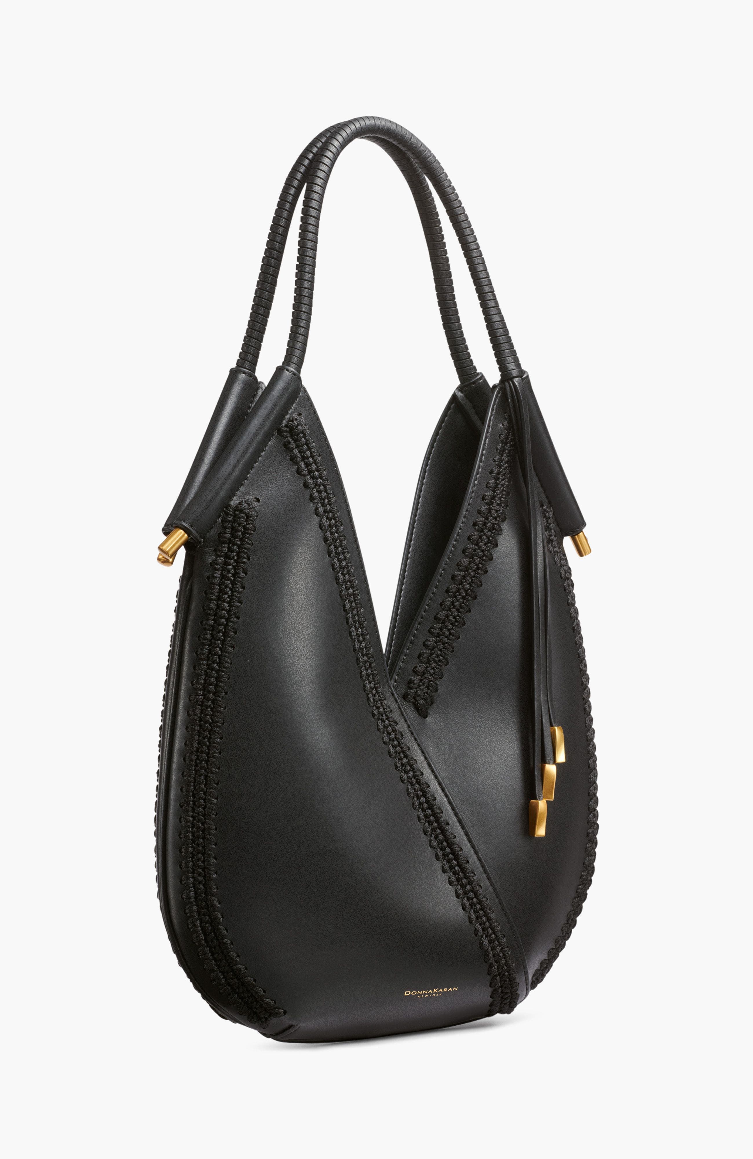 Donna Karan New York Baldwin Mini Crochet-Trimmed Shoulder Bag, Alternate, color, Black